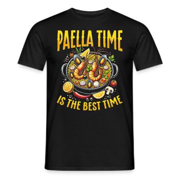 Paella Spanish cuisine Seafood - Men's T-Shirt - black - Front - AI Model Male 178 light (178cm)