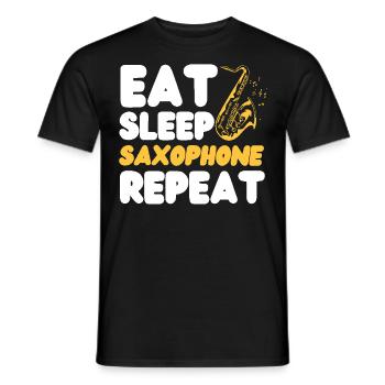 Saxophone Eat Sleep Saxophone - Männer T-Shirt - Schwarz - Vorne - AI Model Male 178 light (178cm)
