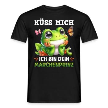 Karneval Frosch KÜSS MICH BIN DEIN MÄRCHENPRINZ - Männer T-Shirt - Schwarz - Vorne - AI Model Male 178 light (178cm)