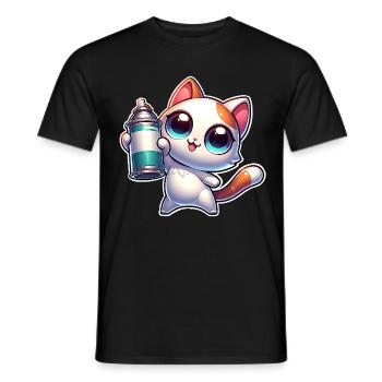 Cat Spray Can Graffiti - Men's T-Shirt - black - Front - AI Model Male 178 light (178cm)