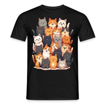 Happy Cats Family - Men's T-Shirt - black - Front - AI Model Male 178 light (178cm)