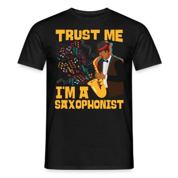 Saxophone Fais-moi confiance Je suis A - T-shirt homme - noir - Devant - AI Model Male 178 light (178cm)
