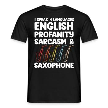 Saxophones Je parle 4 langues - T-shirt homme - noir - Devant - AI Model Male 178 light (178cm)