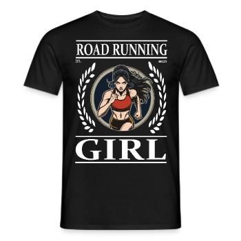 Road Running Girl – La liberté sur la route - T-shirt homme - noir - Devant - AI Model Male 178 light (178cm)