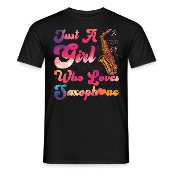 Saxophone Girl Just A Girl Who - Men's T-Shirt - black - Front - AI Model Male 178 light (178cm)