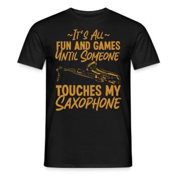 Saxophones It's All Fun And Games - Men's T-Shirt - black - Front - AI Model Male 178 light (178cm)