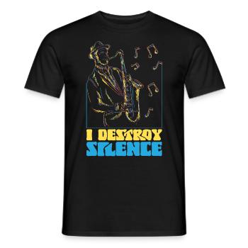 Saxophones I Destroy Silence - Men's T-Shirt - black - Front - AI Model Male 178 light (178cm)
