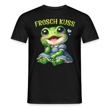 Karneval Kostüm FROSCH KUSS Lustiges Frosch - Männer T-Shirt - Schwarz - Vorne - AI Model Male 178 light (178cm)