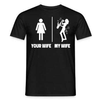 Saxophones Votre femme Ma femme - T-shirt homme - noir - Devant - AI Model Male 178 light (178cm)