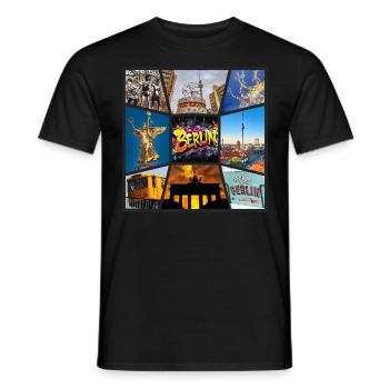 Berlin Skyline ville Allemagne Collage Graffiti - T-shirt homme - noir - Devant - AI Model Male 178 light (178cm)