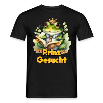 Froschkostüm Karneval PRINZ GESUCHT Lustiges - Männer T-Shirt - Schwarz - Vorne - AI Model Male 178 light (178cm)