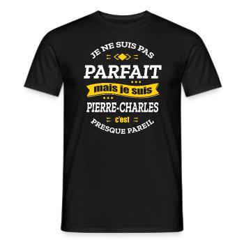 PIERRE-CHARLES PARFAIT - PRENOM PIERRE-CHARLES - T-shirt homme - noir - Devant - AI Model Male 178 light (178cm)