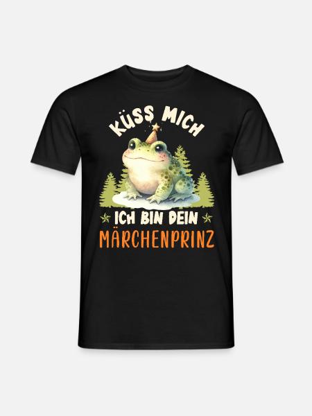 Karneval Kostüm KÜSS MICH BIN DEIN MÄRCHENPRINZ - Männer T-Shirt - Schwarz