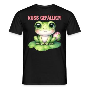 Karneval KUSS GEFÄLLIG? Lustiges Faschings - Männer T-Shirt - Schwarz - Vorne - AI Model Male 178 light (178cm)