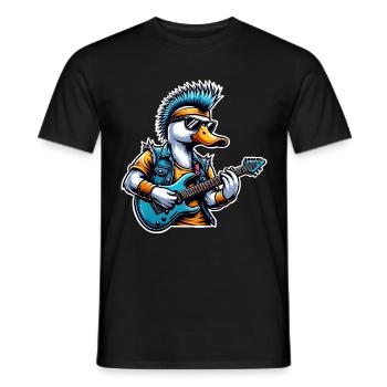 Duck Rock and Roll Guitarist - Men's T-Shirt - black - Front - AI Model Male 178 light (178cm)