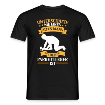 Old man, the parquet layer, is a tiler - Men's T-Shirt - black - Front - AI Model Male 178 light (178cm)