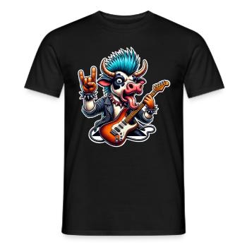 Kuh Rock and Roll Guitarist - Men's T-Shirt - black - Front - AI Model Male 178 light (178cm)