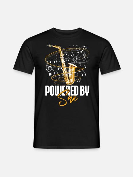 Saxofoon woordspeling aangedreven door Sax - Heren T-shirt - zwart