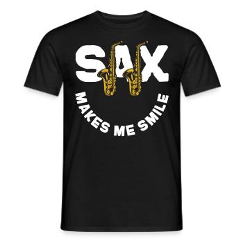 Saxophone Pun Sax Makes Me Smile - Men's T-Shirt - black - Front - AI Model Male 178 light (178cm)