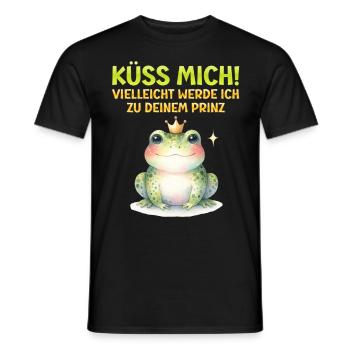 Karneval KÜSS MICH VIELLEICHT WERDE ICH ZUM PRINZ - Männer T-Shirt - Schwarz - Vorne - AI Model Male 178 light (178cm)