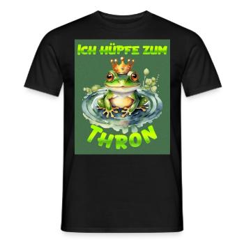 Froschkostüm ICH HÜPFE ZUM THRON Lustiges - Männer T-Shirt - Schwarz - Vorne - AI Model Male 178 light (178cm)