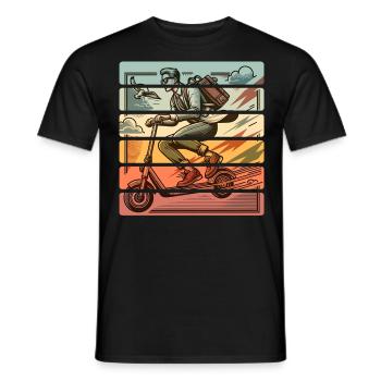 E-Scooter E-Roller Tretroller - Männer T-Shirt - Schwarz - Vorne - AI Model Male 178 light (178cm)