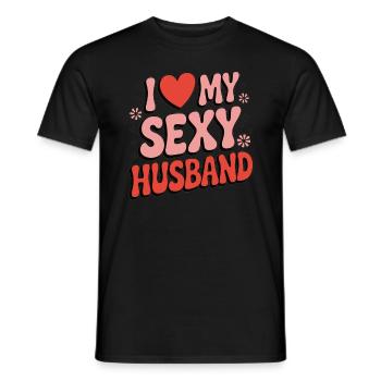 J’aime mon mari (rétro des années 80) - T-shirt homme - noir - Devant - AI Model Male 178 light (178cm)