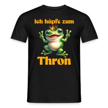 Froschkostüm ICH HÜPFE ZUM THRON Lustiges - Männer T-Shirt - Schwarz - Vorne - AI Model Male 178 light (178cm)