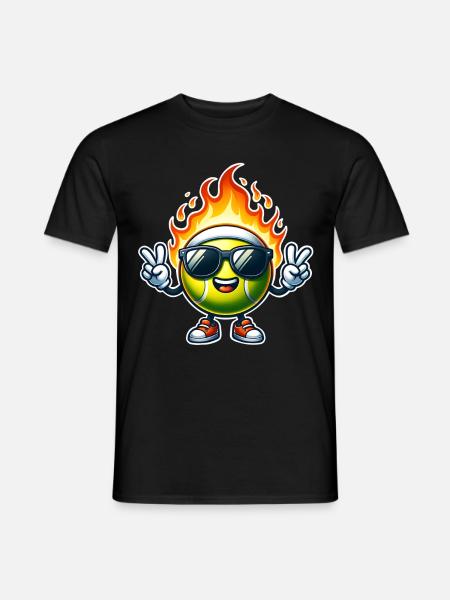 Tennis Fireball Flames - Men's T-Shirt - black