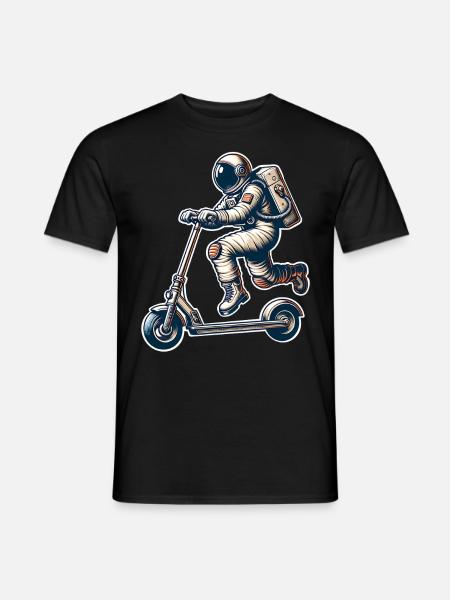 E-Scooter E-Roller Tretroller Astronaut - Männer T-Shirt - Schwarz