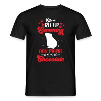 Lemmings and Chocolate Vole Lemming - Men's T-Shirt - black - Front - AI Model Male 178 light (178cm)