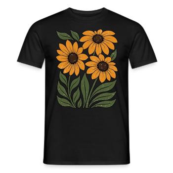 Tournesol inspiré Fleur sauvage rétro - T-shirt homme - noir - Devant - AI Model Male 178 light (178cm)
