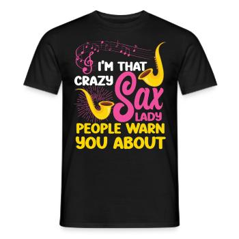 Saxophone Jeu de mots Je suis ce saxophone fou - T-shirt homme - noir - Devant - AI Model Male 178 light (178cm)