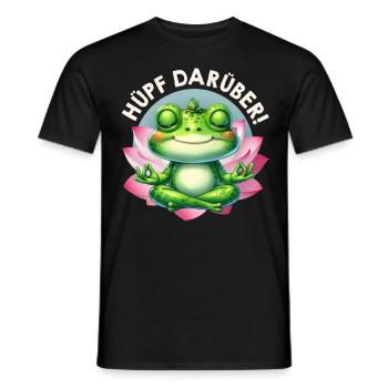 Karneval Kostüm HÜPF DARÜBER! Froschkostüm - Männer T-Shirt - Schwarz - Vorne - AI Model Male 178 light (178cm)