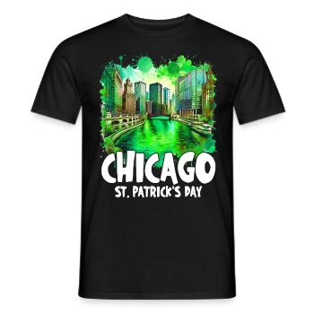 Célébration de la Saint-Patrick sur la rivière Chicago - T-shirt homme - noir - Devant - AI Model Male 178 light (178cm)