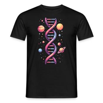 Double Helix DNA Space - Men's T-Shirt - black - Front - AI Model Male 178 light (178cm)