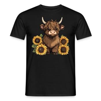 Vache Highland mignonne - T-shirt homme - noir - Devant - AI Model Male 178 light (178cm)