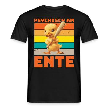 Karneval Enten PSYCHISCH AM ENTE Lustiges - Männer T-Shirt - Schwarz - Vorne - AI Model Male 178 light (178cm)