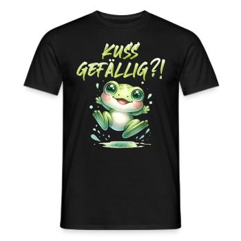 Karneval KUSS GEFÄLLIG? Lustiges Faschings - Männer T-Shirt - Schwarz - Vorne - AI Model Male 178 light (178cm)