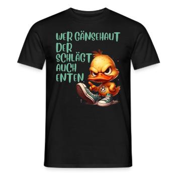 Entenkostüm WER GÄNSEHAUT DER SCHLÄGT AUCH - Männer T-Shirt - Schwarz - Vorne - AI Model Male 178 light (178cm)