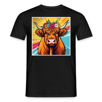 Vache des Highlands Pop Art Vache - T-shirt homme - noir - Devant - AI Model Male 178 light (178cm)