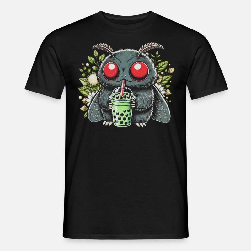 Mothman Drinking Bubble Tea - Männer T-Shirt - Schwarz