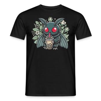Mothman Enjoying Bubble Tea - Männer T-Shirt - Schwarz - Vorne - AI Model Male 178 light (178cm)
