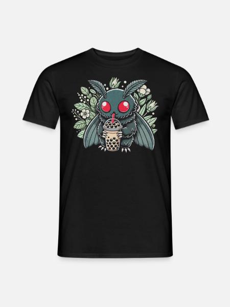 Mothman Enjoying Bubble Tea - Men's T-Shirt - black