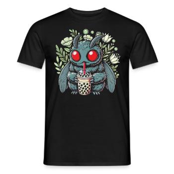 Funny Mothman with Bubble Tea - Männer T-Shirt - Schwarz - Vorne - AI Model Male 178 light (178cm)