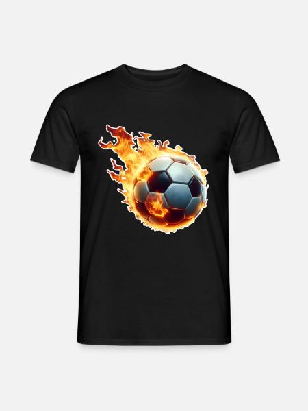 Soccer Flames Ball - Men's T-Shirt - black