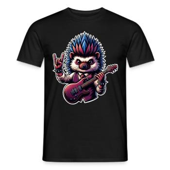 Igel Rock and Roll Gitarrist - Männer T-Shirt - Schwarz - Vorne - AI Model Male 178 light (178cm)