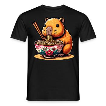 Süßes Kawaii Capybara Ramen Anime - Männer T-Shirt - Schwarz - Vorne - AI Model Male 178 light (178cm)