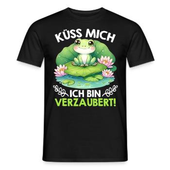 Froschkostüm KÜSS MICH ICH BIN VERZAUBERT - Männer T-Shirt - Schwarz - Vorne - AI Model Male 178 light (178cm)