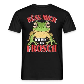 Karneval Party Frosch KÜSS MICH BIN EIN FROSCH - Männer T-Shirt - Schwarz - Vorne - AI Model Male 178 light (178cm)